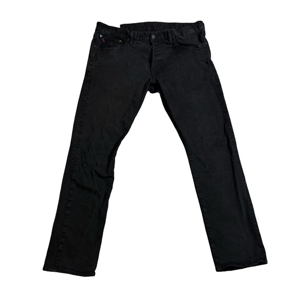 Polo Ralph Lauren mens 36x32 black Varick slim straight button fly denim jeans - Picture 1 of 6